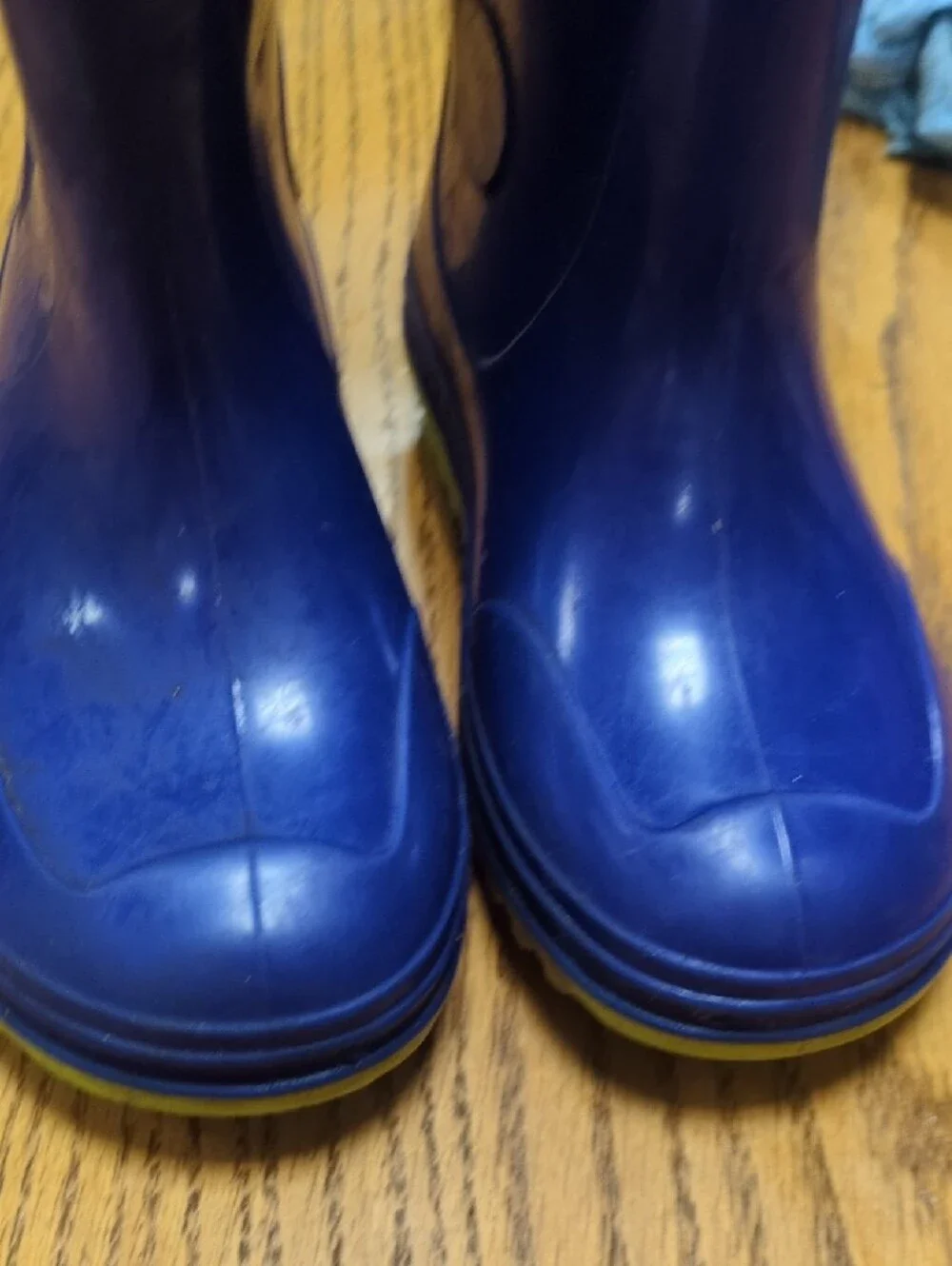 Kids Blue Rain Boots with Lime Soles